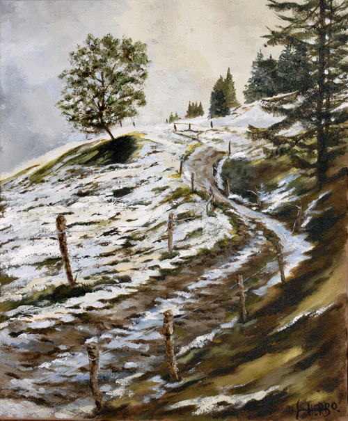 tableaux peintures montagne alpages plagne hiver neige peintres