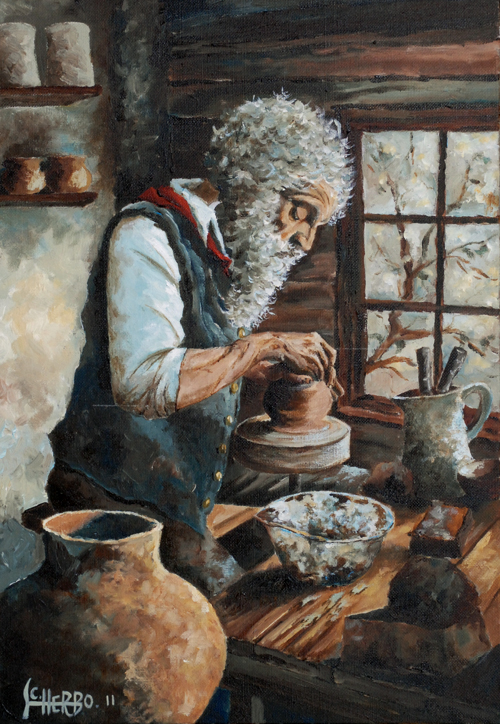 tableaux peintures montagne alpes potiers poteries artisanat métiers autrefois