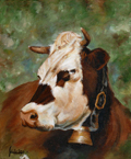 tableau peinture vache vaches alpage herbo chablais abondance race fromage
